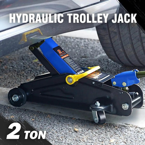 Low Profile Hydraulic Trolley Floor Jack 2 Ton Capacity 4000 Lbs With Lift Range From 5.1 To 13 Inches under a car