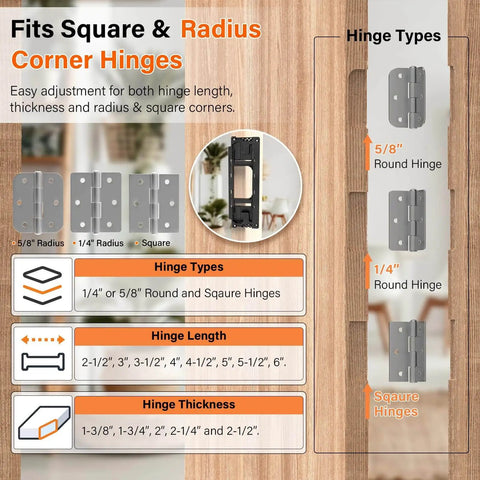 Hinge Mortiser Kit For Doors And Frames, Pro Grade Door Hinge Jig For Quick And Easy Install, Fits Eight Hinge Sizes