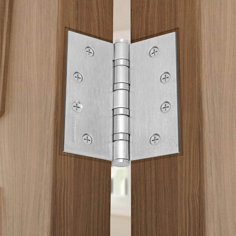 3 Pack 4x4 Inch Ball Bearing Door Hinges Stainless Steel Exterior Heavy Duty 304 Stainless Brushed Nickel Finish With Square Corners