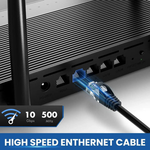 Plugged Cat 6 Ethernet Cable 100 Ft Outdoor Indoor Ultra Fast 10Gbps LAN Network Cable RJ45 in router port