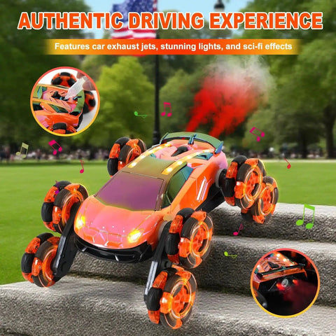 8 Wheel Gesture Sensing RC Stunt Car With 360 Degree Flips And Dual Sided Off Road Driving Lights climbing steps outdoors