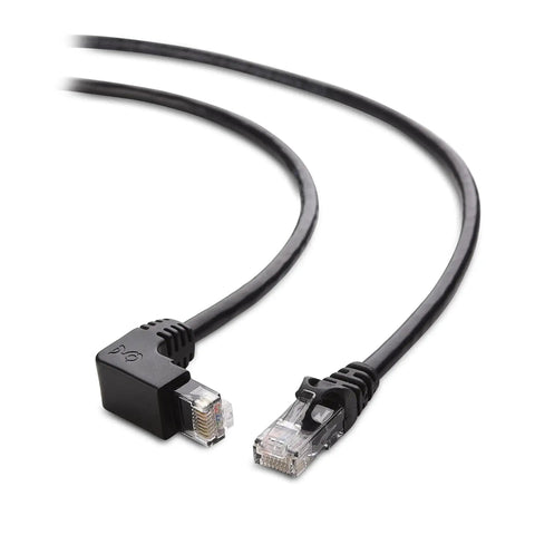 10Gbps Ready Cat 6 Right Angle Ethernet Cables Dual Pack 5 Foot Up And Down Angled RJ45 Patch Cables For Tight Spaces High Speed Network Cable Set With Space Saving 90 Degree Connectors