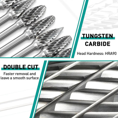 Versatile Carbide Burr Set With One Eighth Inch Shank For Rotary Tools Dremel Compatible Ten Piece Tungsten Carbide Grinding Bits