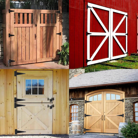 10 Inch T Strap Gate Hinges Heavy Duty Shed Barn Door Hinges Black Tee Hinges on Wood Gates and Barns, Wrought Iron Rustproof