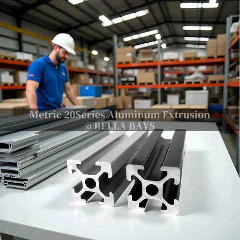 Ten Pack 39.37 Inch 1000Mm V Slot Aluminum Extrusion Profiles Black Anodized European Standard Linear Rail Guide Frame For 3D Printers Laser Engraving Machines CNC Workbenches DIY Builds on table in warehouse