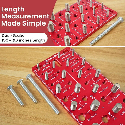 Hardcore Wall Mount Thread Checker For Nuts And Bolts, Rustproof CNC Machined Go No Go Gauge, dual-scale metric and SAE sizes