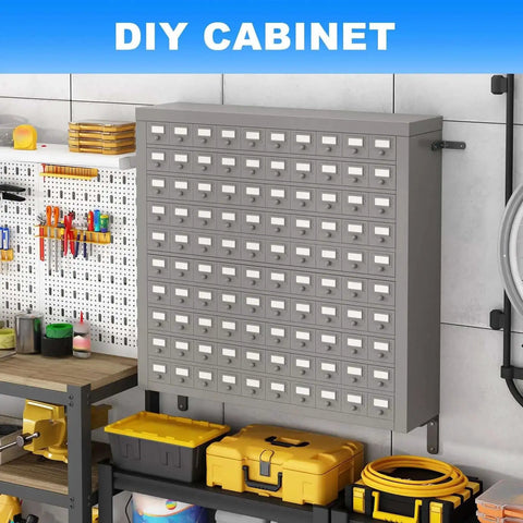 100-Drawer Cold Rolled Steel Storage Cabinet With Divider And 10-Tier Tool Organizer Rack For Hardware Nuts And Bolts And Bins