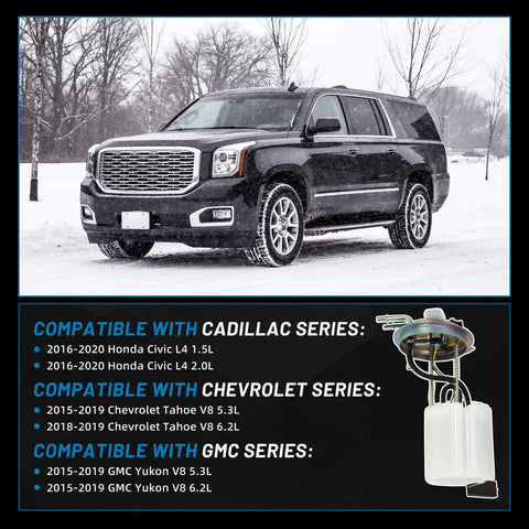 Drop In Electric Fuel Pump Module Replacement SP6750M with compatible Cadillac, Chevrolet, GMC series listing and vehicle image