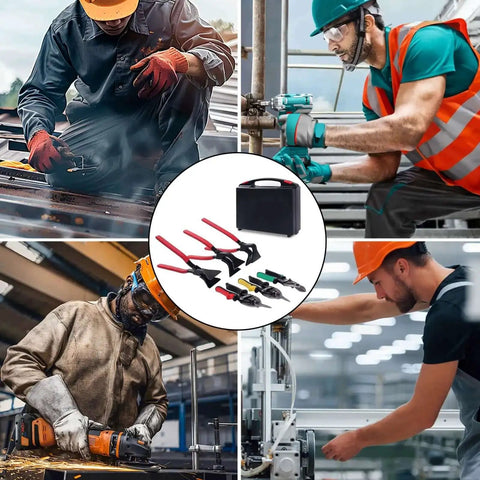 All In One Sheet Metal Tools Kit For HVAC Ductwork Tin Snips For Straight Left And Right Cuts Hand Seamers For 45 And 90 Degree Bends