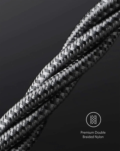 Close-up of nylon braided texture for USB C to USB C Cable 10 Foot 100W Fast Charge Nylon Braided for iPhone MacBook