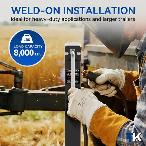 8000 Lbs Square Trailer Jack With 15 Inch Lift And 12 Inch Adjustable Drop Leg Heavy Duty Weld On Mount installation