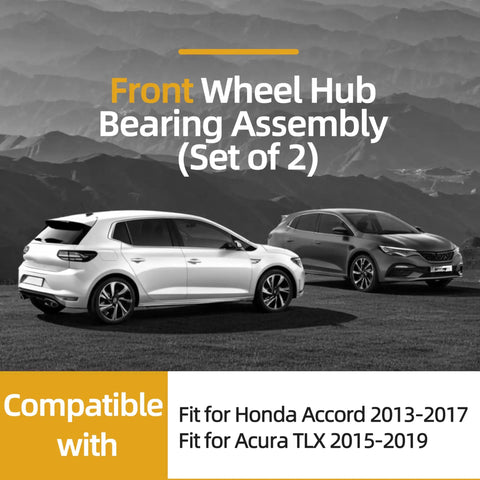 Front Wheel Hub Bearing Assembly Set Of 2 For Honda Accord 2013-2017 And Acura TLX 2015-2019 Direct Fit OE Replacement image