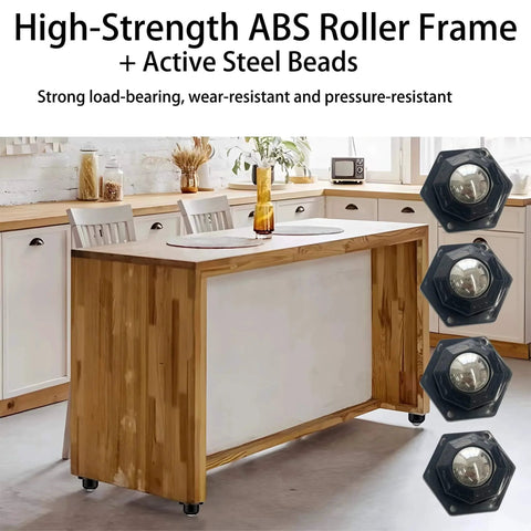 Kitchen island with Four Pack Self Adhesive Caster Wheels 360 Swivel Mini Ball Bearing Rollers 300 Lbs Capacity For Furniture And Bins