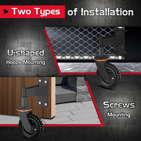 6 Inch Heavy Duty Fence Gate Wheel With 360 Degree Rotation Spring Loaded Caster for Metal Tube Gates installation types