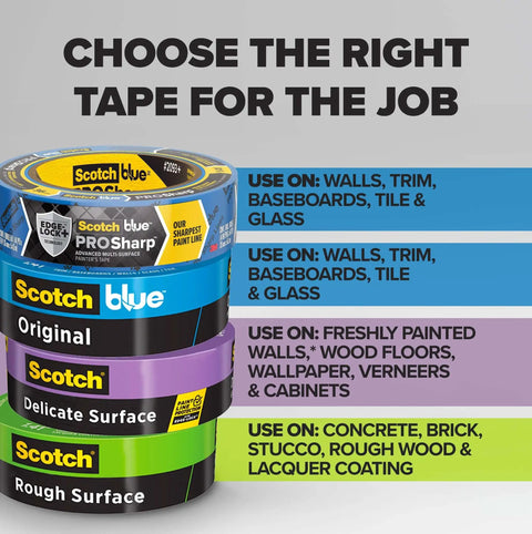 PROSharp Painter's Tape 2 in (1.88 in x 60 yd) 1 Roll Blue Edge-Lock+ with other tapes for various surfaces