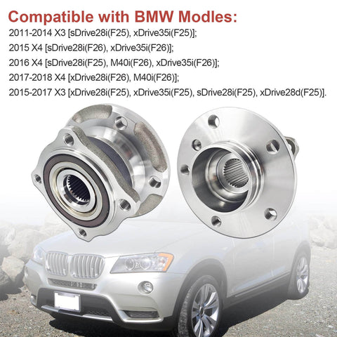 Two Pack Rear Wheel Hub Bearing Assembly For BMW X3 2011 2017 And X4 2015 2018 Replacement 33406787015 33406867815