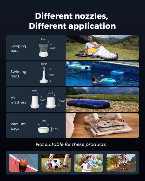 FLEXTAILGEAR portable air pump with LED, 4.5 kPa, 4800mAh battery, inflates air mats, swimming rings, and vacuum bags