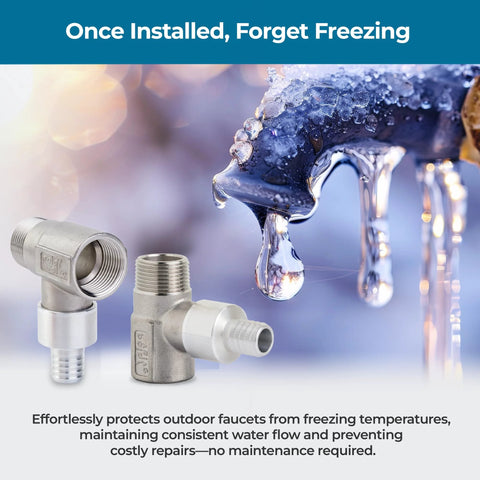 Polar Valve T-Type freeze-proof valve, stainless steel 3/4 NPT, 2 units, Amazon brand.