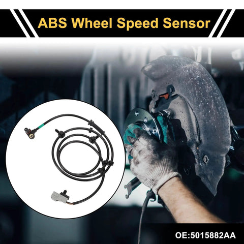 ABS wheel speed sensor with black cable and plug, for Dodge Ram 2500/3500 (00-02), front left or right, installed on hub