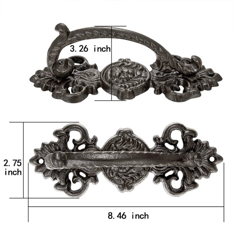 Heavy Duty 2 Pack 5.46 Inch Dark Brown Cast Iron Barn Door Handles Rustic Vintage Gate Fence Outdoor Garage Closet Cabinet Drawer Pulls Sturdy Rust Resistant Long Lasting With Retro Charm