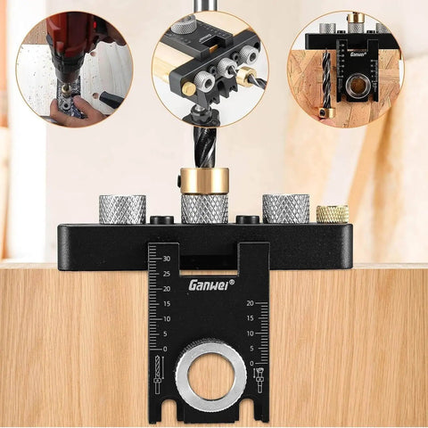 3-In-1 Dowel Jig Kit With Self Centering Doweling And Pocket Hole Jig For Straight Holes with adjustable drilling guide