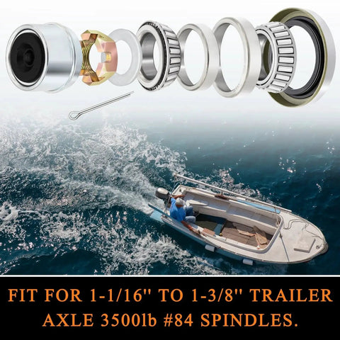 Two Sets Trailer Bearing Kit For 3500 Lb Boat Trailer Axle Bearings L68149 And L44649 Complete Kit With 171255TB Grease Seal