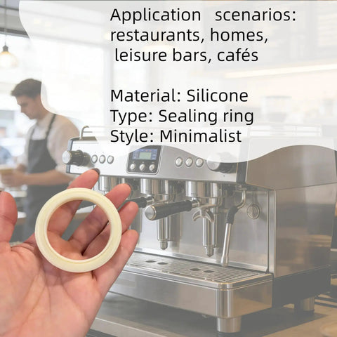 Hand holding 54mm Silicone Steam Ring For Espresso Grouphead Gasket Replacement Fits Breville And Sage Espresso Machines 870 878 880 860