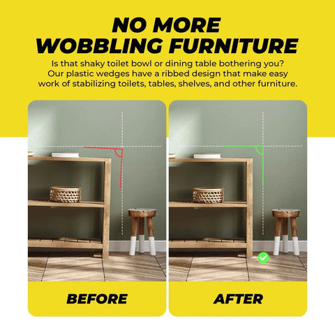 Plastic Furniture Leveling Shims 30 Pack Wobble Free For Uneven Floors Tables And Toilets Wedges Levelers Stoppers And Fixers Before and After