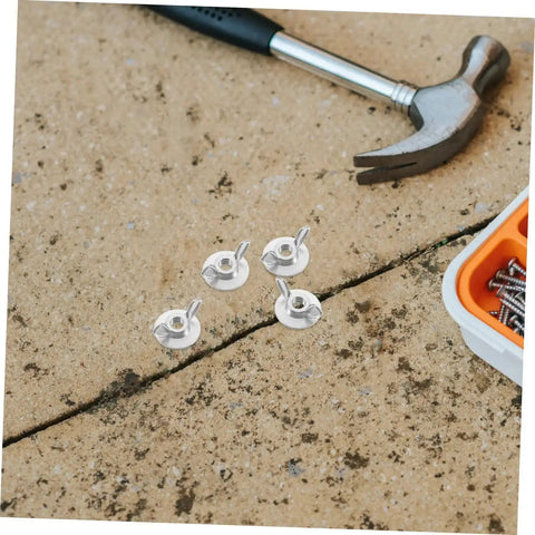 20 Piece Stainless Steel Wing Nut Set for Hurricane Shutter Fasteners displayed with tools