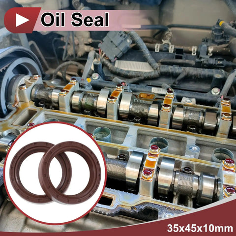 Universal Oil Seal TC Seal Ring Rotary Shaft Seal 35x45x10mm High Pressure FKM Rubber Brown 2 Pack installed in engine