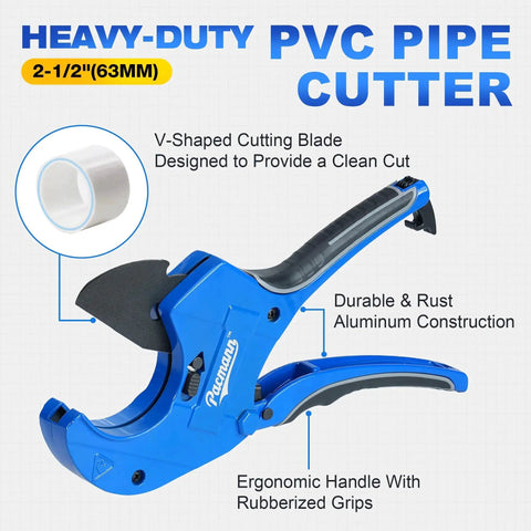 Beast Mode Heavy Duty Ratchet Pipe Cutter For PEX PVC PPR Hoses Up To 2 1/2 Inches With Deburring Tool Included Aluminum Alloy Body