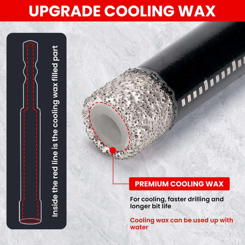 Close-up of Premium 10 Pack Diamond Drill Bits Set For Ceramic Tile Glass Granite Marble Brick And Stone With Quarter Inch