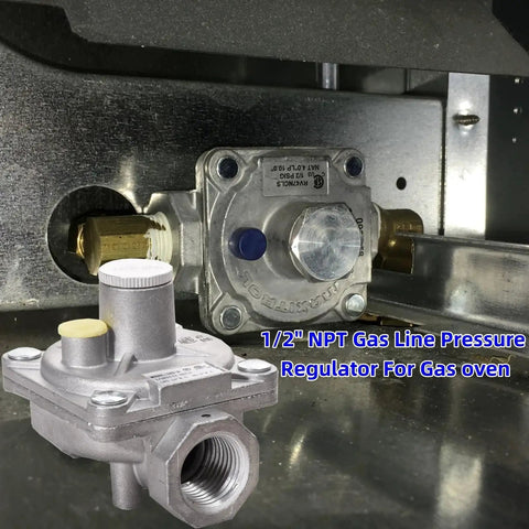 Upgrade Your BBQ or Home Gas Setup with This Badass Dual Fuel Regulator for Natural Gas and Propane, installed on a gas oven.