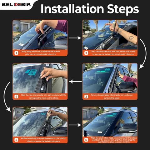 Installation steps for A Pillar Trim Molding Kit for Explorer 2011 2019 Left and Right Window Trim