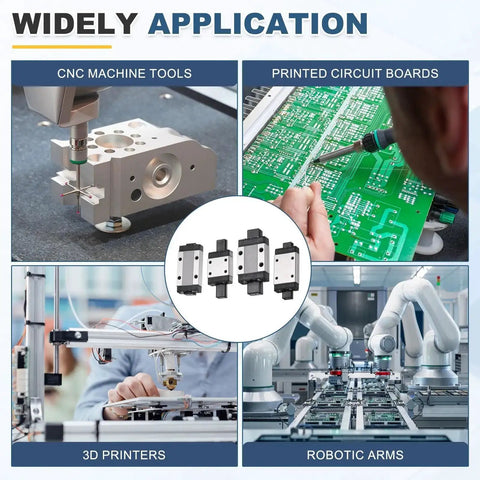 MGN9H Linear Bearing Carriage Block With Mini Guide and Wrench in CNC Tools, PCB, 3D Printers, and Robotic Arms applications.