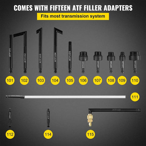 Image showing 14 adapters for Two Way ATF Transmission Fluid Pump Dispenser Kit With 14 Adapters 10L Capacity.