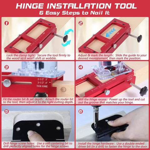 Upgrade Aluminum Door Hinge Jig For Adjustable Mortising Template Fits Two And A Half To Five Inch Door And Cabinet Hinges