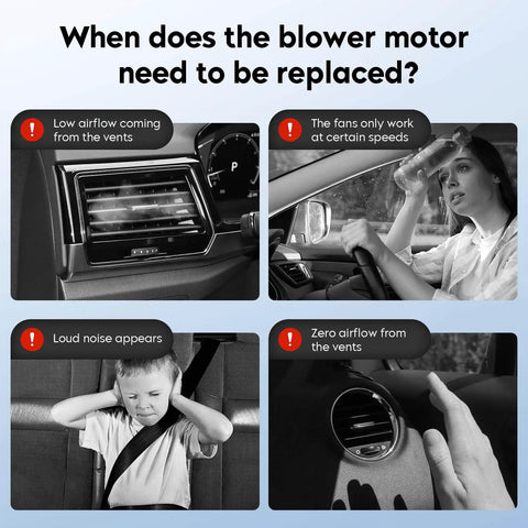 Signs indicating the need to replace HVAC Heater Blower Motor Assembly Replacement For 2003-2007 Honda Accord Sedan, 2004-2008 Acura TSX, And 2008-2014 Honda Ridgeline Direct Fit With 700003, Compatible With 79310SDAA01 And 79310SDCA01, Easy Install, Quiet Performance including low airflow and fan issues.