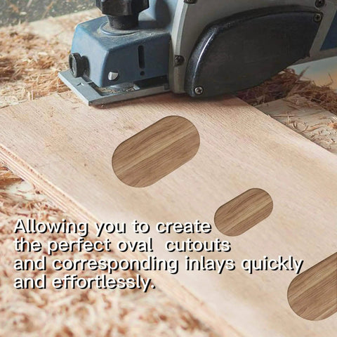 Router cutting wooden board using Pro DIY Oval Inlay Template Set Pack Of 4 Router Templates For Woodworking Includes 4 Inch Ruler Five Individually Sized Inlays Hardened Clear Acrylic Quarter Inch Thick Decorative Router Jig Templates