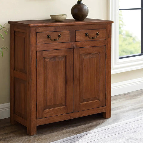 Wooden cabinet with Vintage Style Bail Drop Cabinet Pulls 3.25 Inch Center Spacing 82mm Antique Dark Brass Bronze