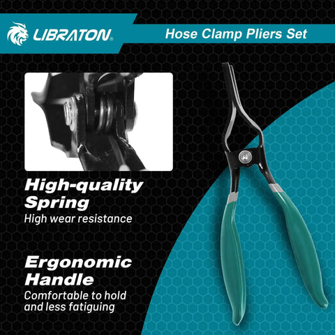 2 Piece Hose Clamp Pliers Set With Swivel Pliers For Removal And Installation featuring ergonomic handle and high-quality spring.