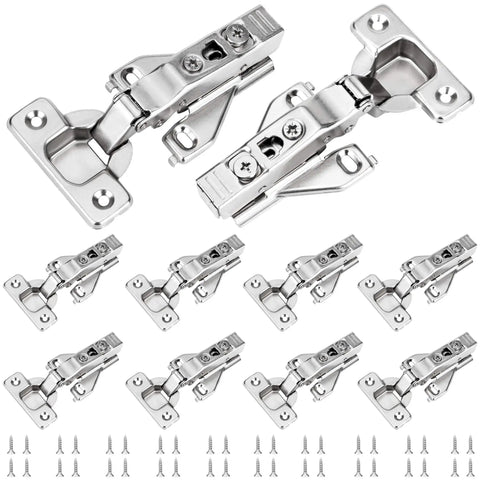 10 Pack Half Inch Overlay Face Frame Soft Close Hidden Cabinet Hinges 105 Degree 3D Adjustable Clip On Plate Concealed Kitchen Cupboard Door Hinges With Screws By ROTESONNE