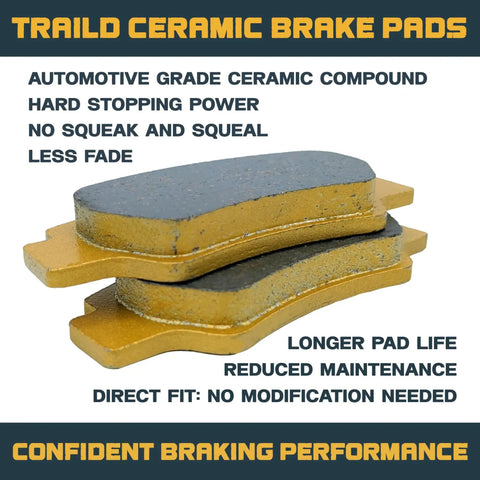 Ceramic brake pad set (front and rear) for Honda Pioneer 1000, gold backing plates
