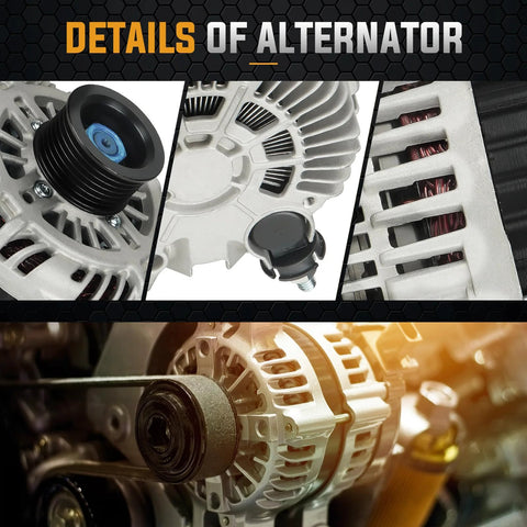 Close-up of Beefed-Up 12V 130 Amp Alternator Replacement For Quest 2011-2017, Murano 2009-2014, Altima 2007-2010, Maxima 2009-2010 3.5L