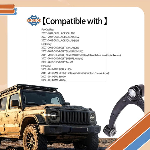 Beefy Front Upper Control Arm Set With Ball Joint For 2007 To 2014 Cadillac Escalade ESV Suburban 1500 SUV compatibility list
