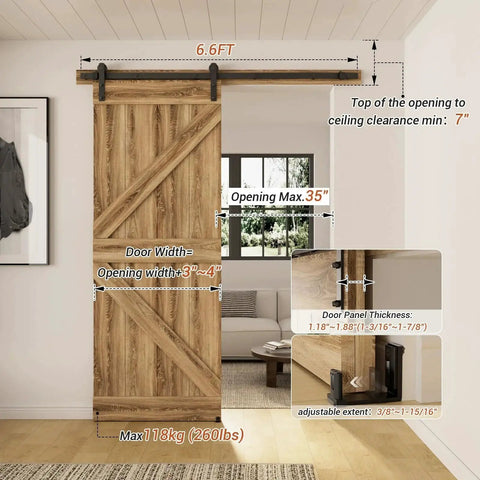 79.2 Inch Sliding Barn Door Hardware Kit With Adjustable U Shape Floor Guide, Wall Mount Rail, Door Not Included