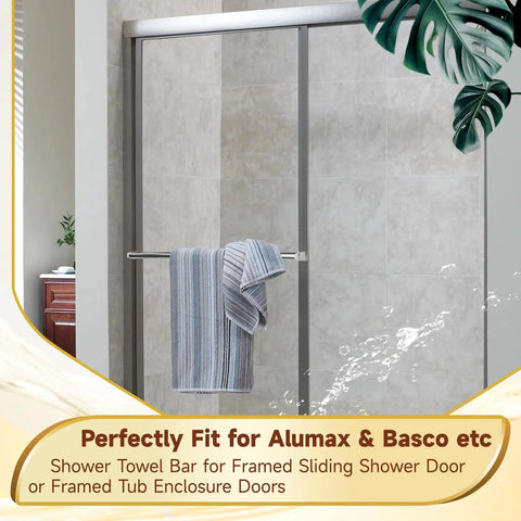 Clear Acrylic Shower Door Towel Bar Brackets For Framed Sliding Glass Doors Replacement For Basco And Alumax Towel Rods installed
