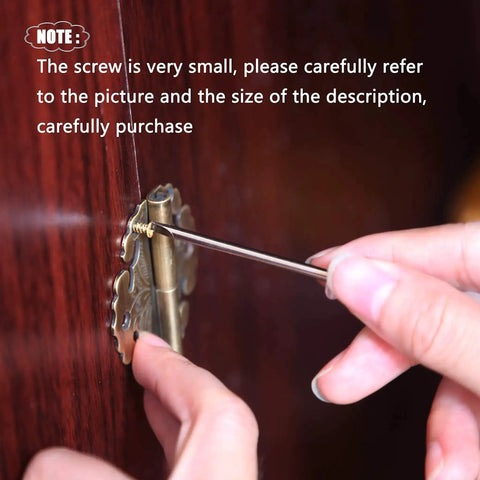 Using gold finish tiny Phillips screw for cabinet hinge installation, part of Gold Finish 1200Pcs Tiny Phillips Flat Head Self Tapping Screws Set.