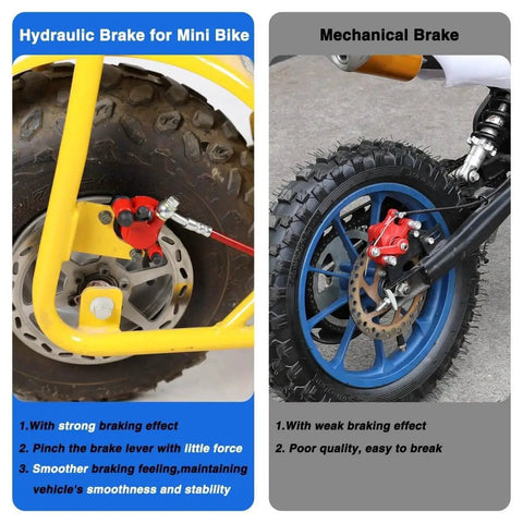 Mini Bike Hydraulic Disc Brake Caliper Kit Replacement For Baja Doodle Bug DB30 shown installed on mini bike