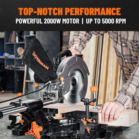 Pro Grade 10 Inch Sliding Miter Saw For Multi Material Cuts With Dual Speed Control slicing wood in a workshop setting